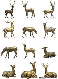 玻璃钢仿铜动物小鹿造型景观雕塑