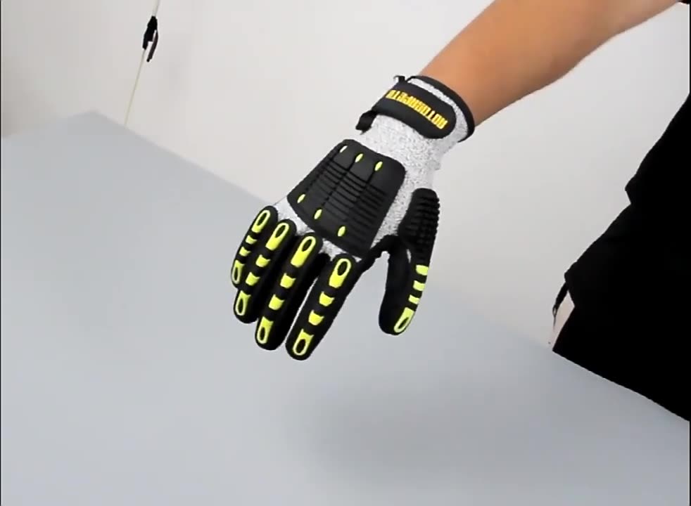 防砸防撞防割防滑防刺耐磨石油工业救援骑行真皮猪皮TPR机械手套