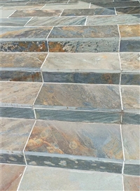 建造花池 青锈色板岩碎拼石 绿色板岩冰裂纹 自然石贴面 