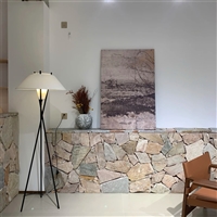 写字楼室内 黄木纹乱形文化石 黄锈石碎拼石 不规则石材