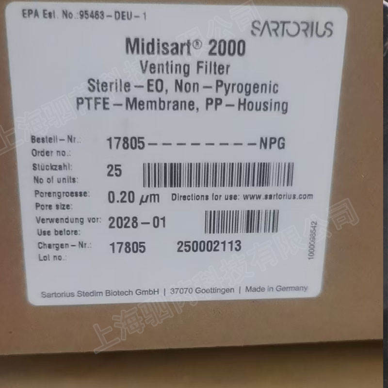 17805-NPG赛多利斯孔径0.2mm阳螺纹NPT接口 无菌发酵罐空气过滤器 