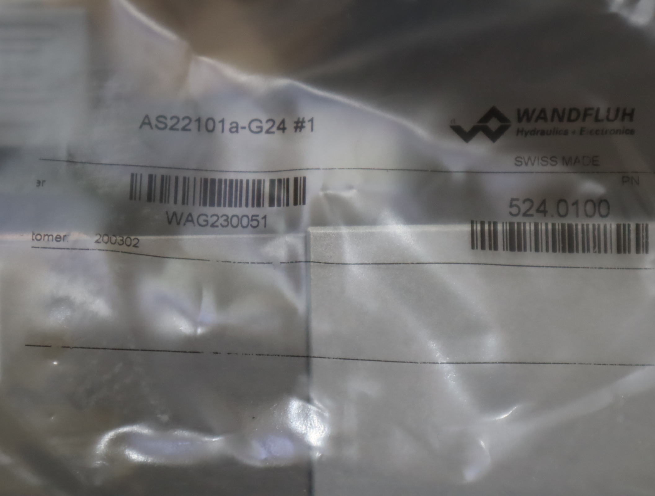 AS22101a-G24#1 瑞士WANDFLUH 万福乐 液压阀 SWISS MADE