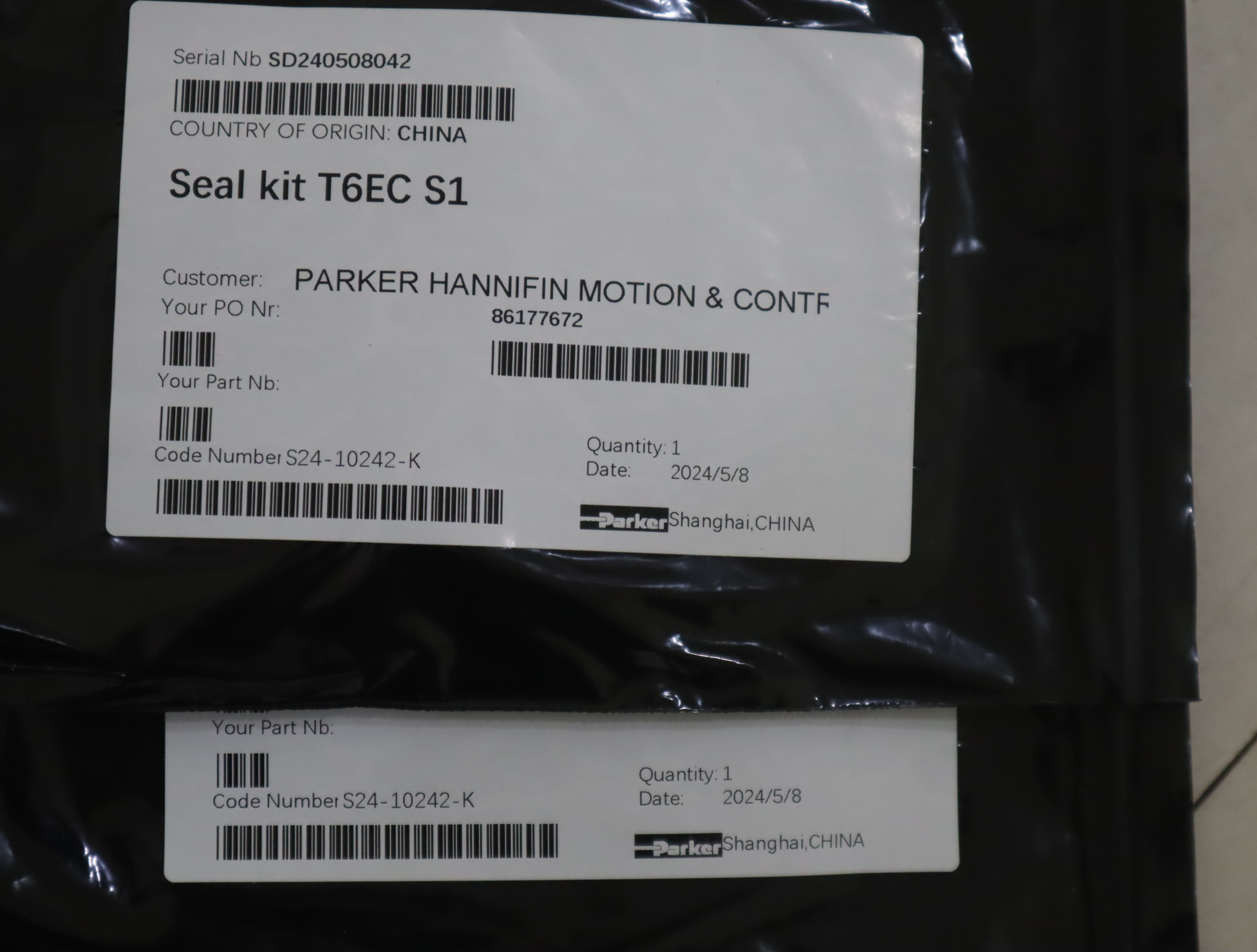 S24-10242-K 美国派克PARKER叶片泵密封套件T6EC S1 