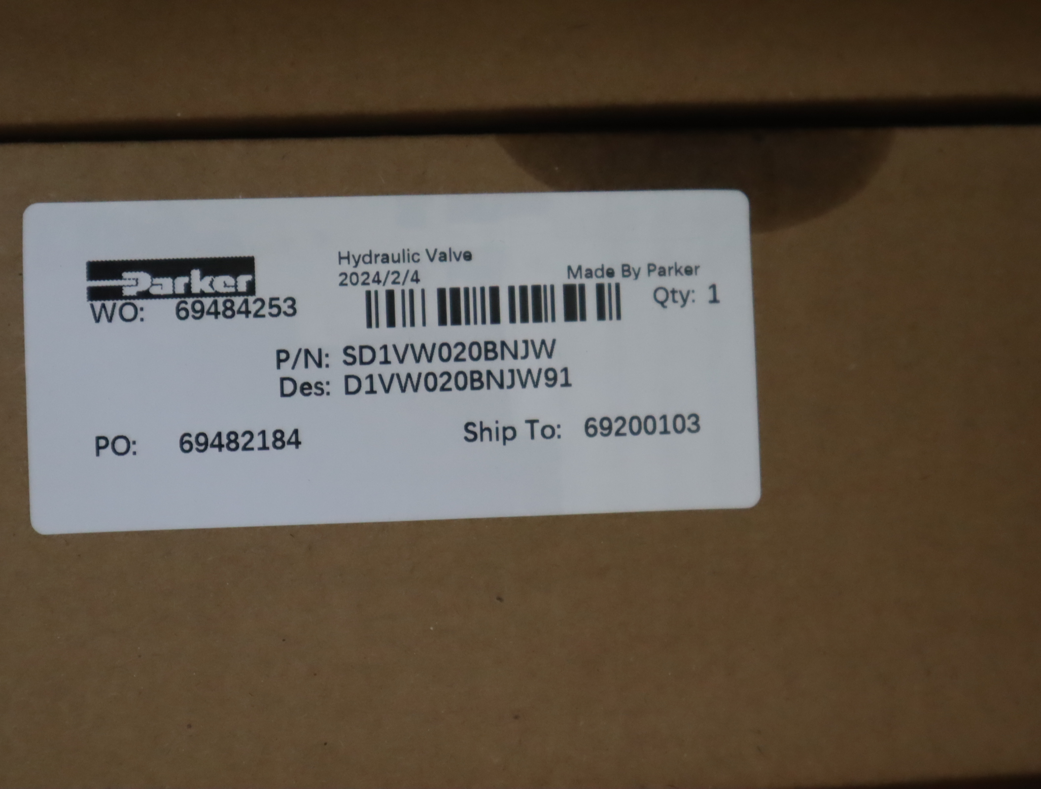 SD1VW020BNJW D1VW020BNJW91 派克PARKER阀