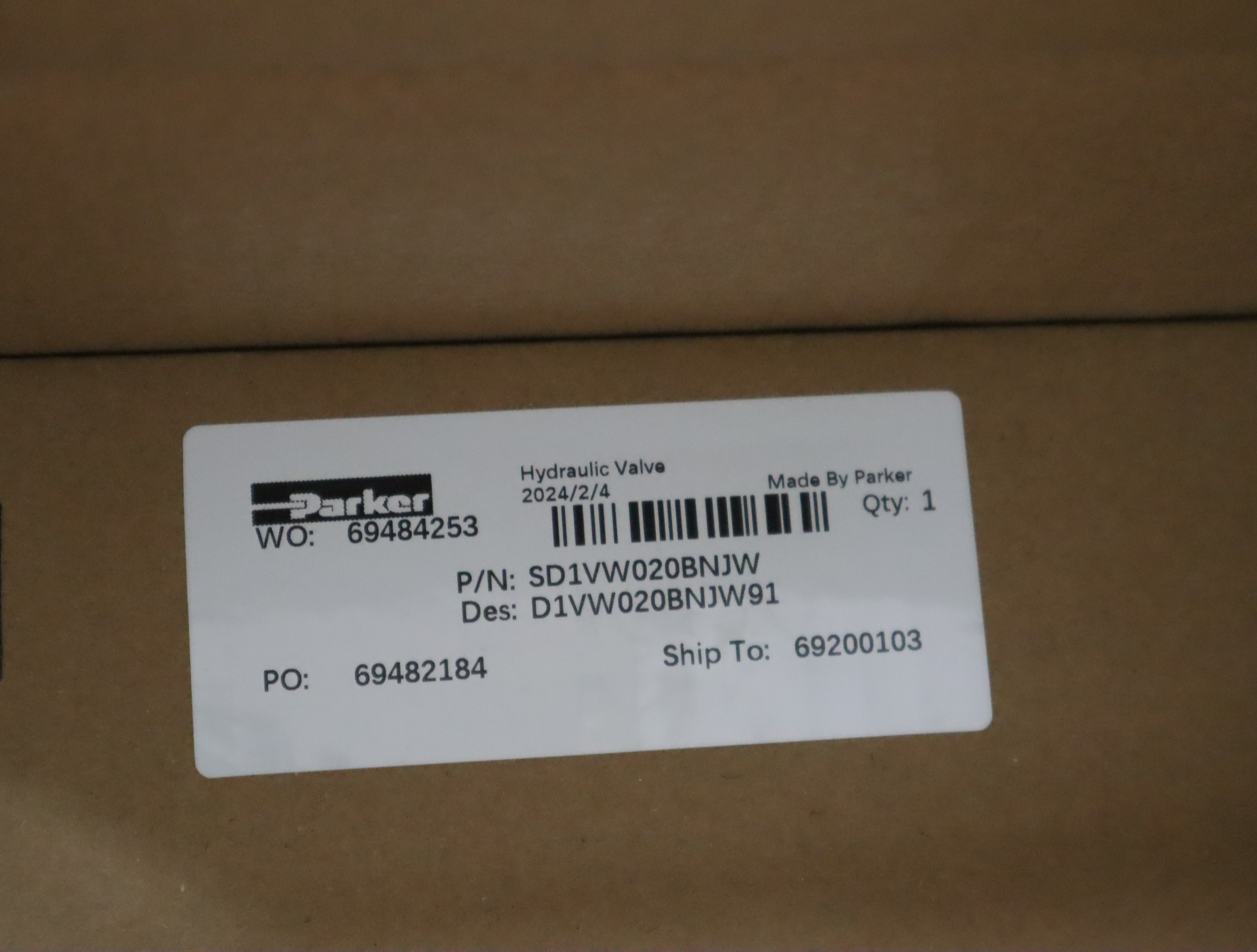 SD1VW020BNJW D1VW020BNJW91 派克PARKER阀