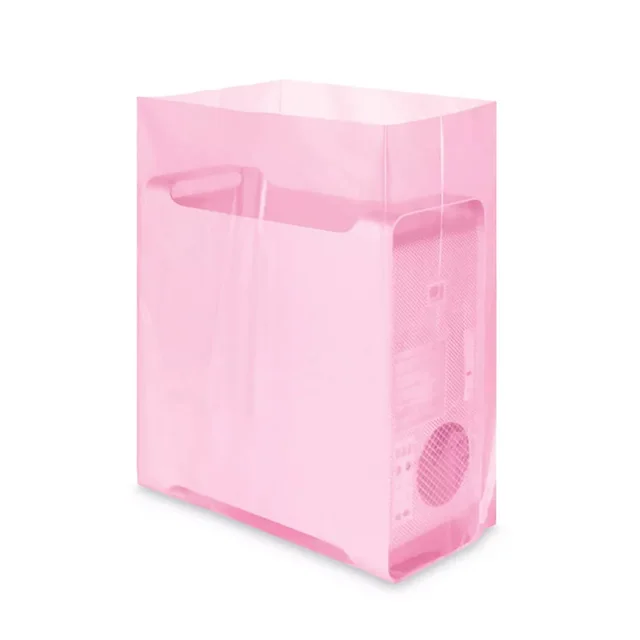 供应全新LDPE方底静电袋粉色ESD表面电阻10的4-11次方电子立体包装