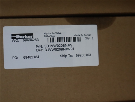 SD1VW020BNJW D1VW020BNJW91 派克PARKER阀