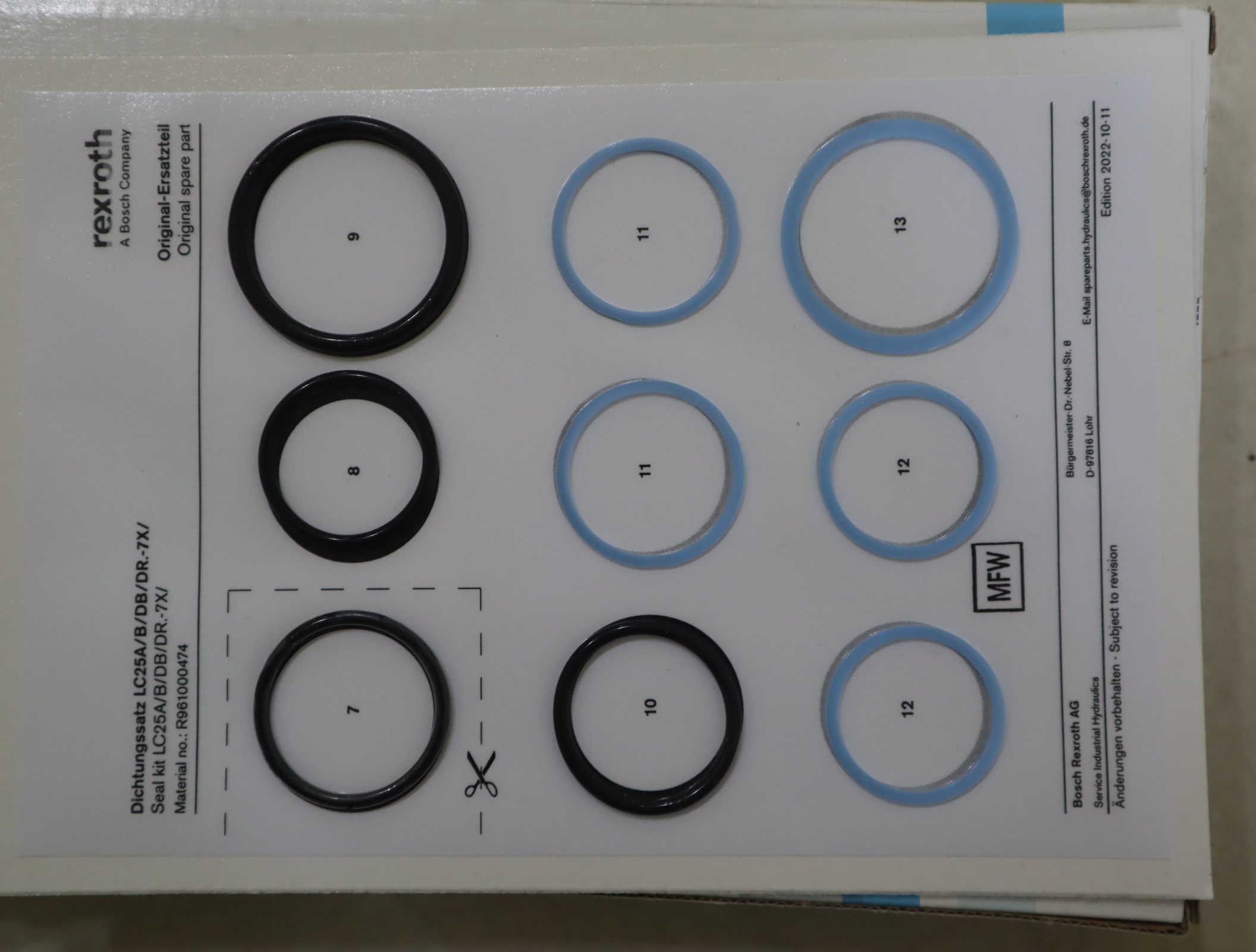 R961000474 LC25A/B/DB/DR.-7X/  力士乐REXROTH插装阀密封套件