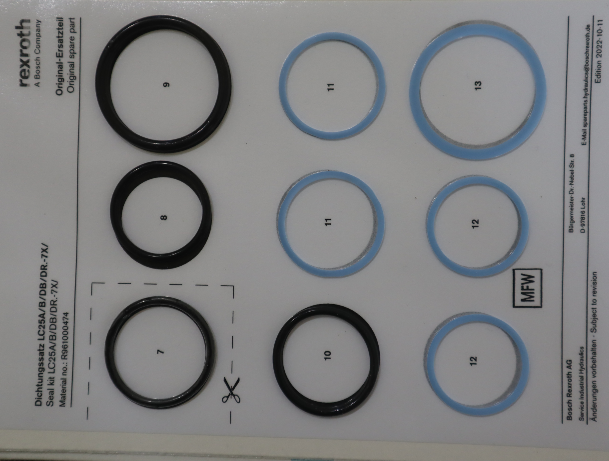 R961000474 LC25A/B/DB/DR.-7X/  力士乐REXROTH插装阀密封套件