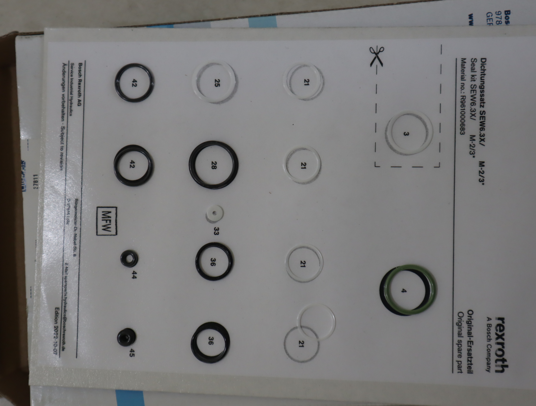 R961000683 SEW6.3X/ M-2/3* 德国力士乐REXROTH电磁阀密封套件