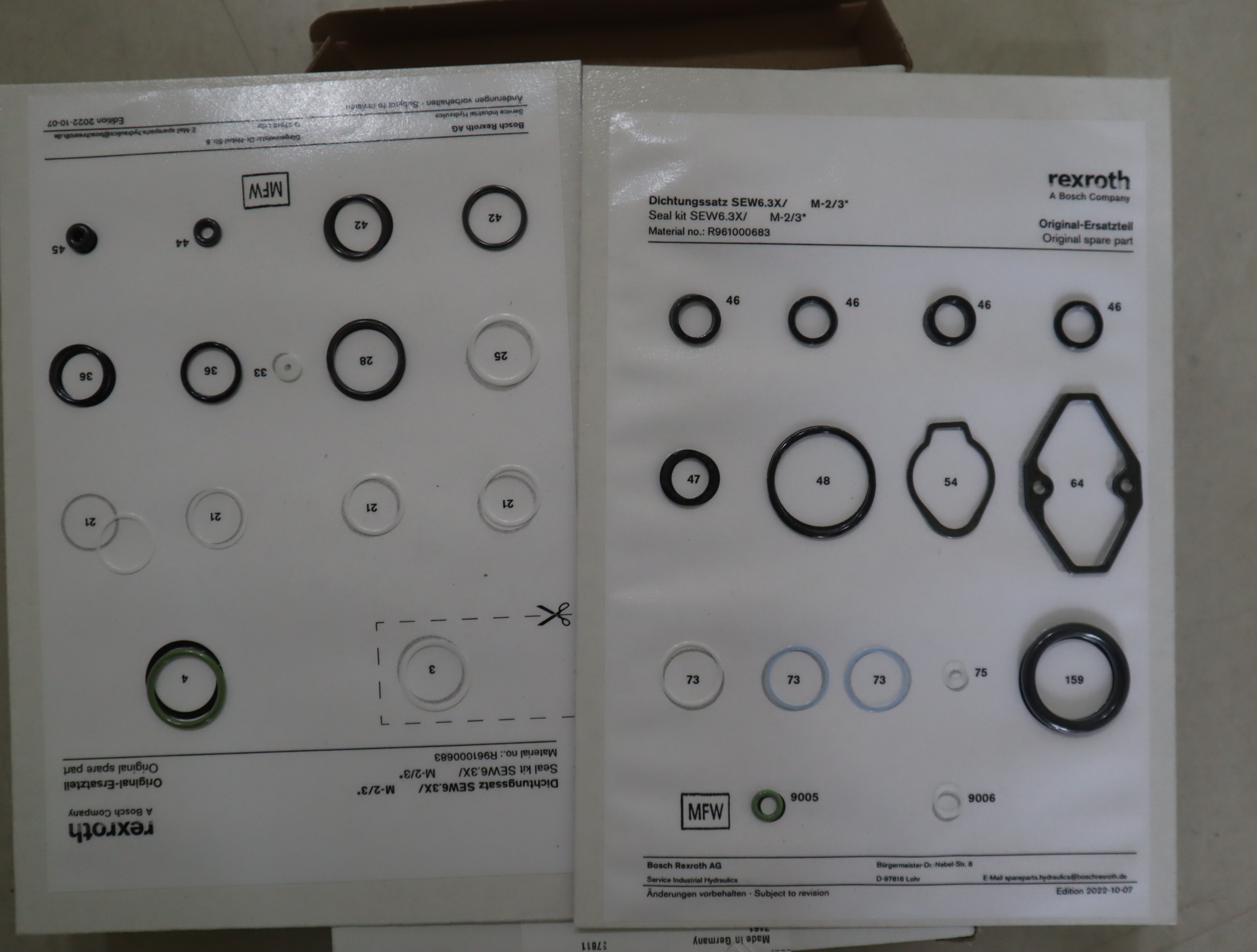 R961000683 SEW6.3X/ M-2/3* 德国力士乐REXROTH电磁阀密封套件