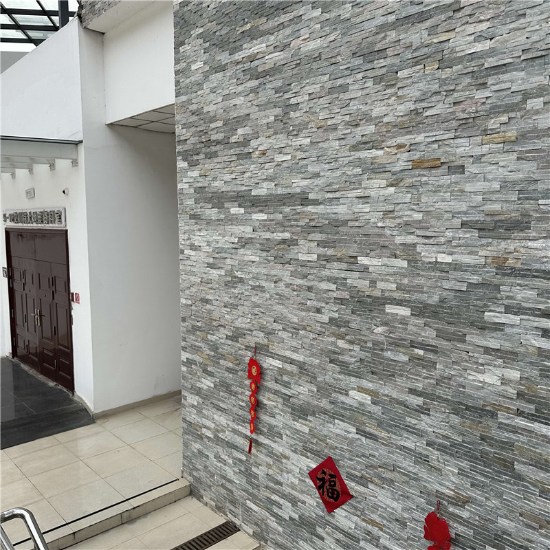 书桌台面 不规则青石板碎拼石 灰色石板路 青灰色蘑菇文化石