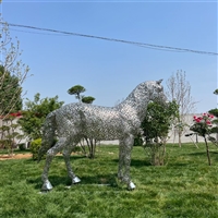 铁艺镂空马雕塑 不锈钢发光马雕塑摆件