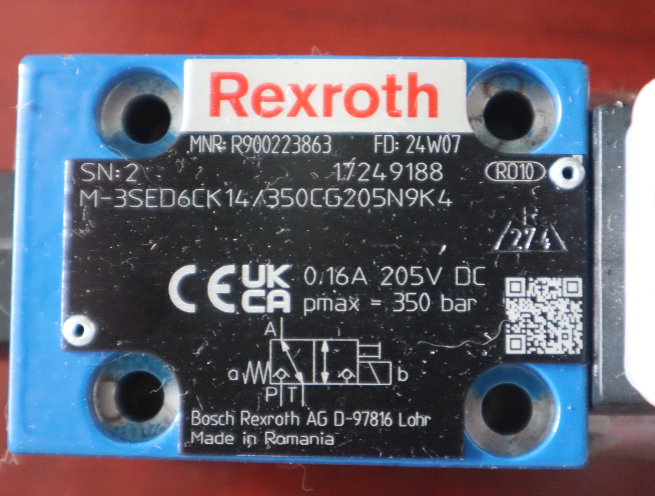 M-3SED6CK1X/350CG205N9K4 R900223863 德国力士乐REXROTH电磁球阀