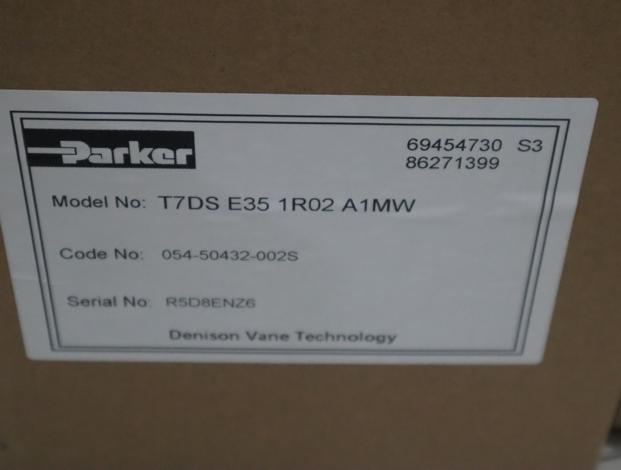 T7DS E38 1R00 A1MW 054-49778-000S 派克PARKER叶片泵