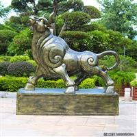 玻璃钢仿真抽象铜牛造型动物雕塑