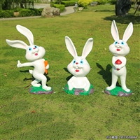 玻璃钢白色卡通小兔子造型仿真雕塑