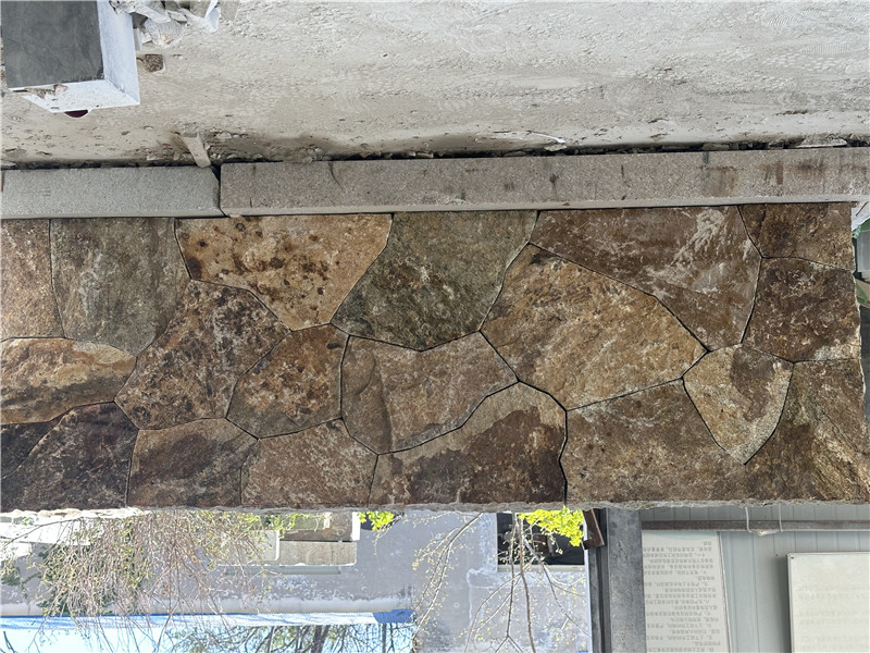 包间隔断 中国黑石皮墙 天然文化石背景墙 黑色碎拼石