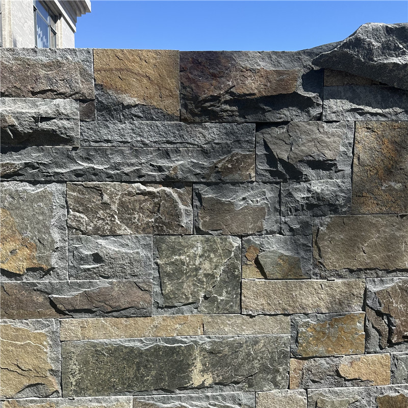 景区雕塑 中国黑石皮墙文化石 石灰皮原石 乱形石片石