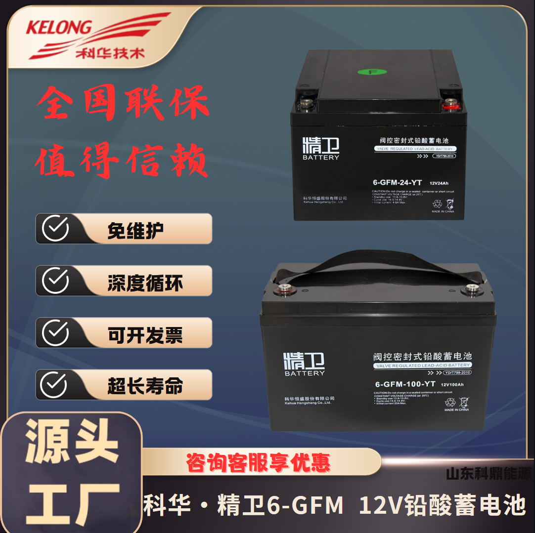 精卫12V铅酸储能蓄电池6-GFM系列 直流屏 UPS/EPS电源 太阳能发电