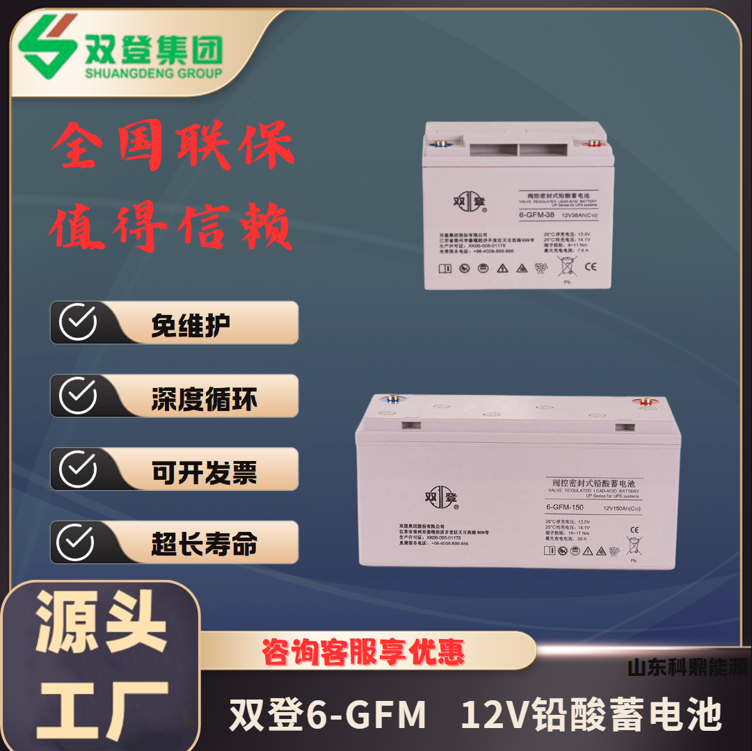 双登蓄电池6-GFM 工业铅酸储能12V65Ah密封式免维护通信基站备用