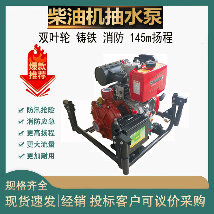 双叶轮2寸高压铸铁柴油机水泵扬程145m厂家
