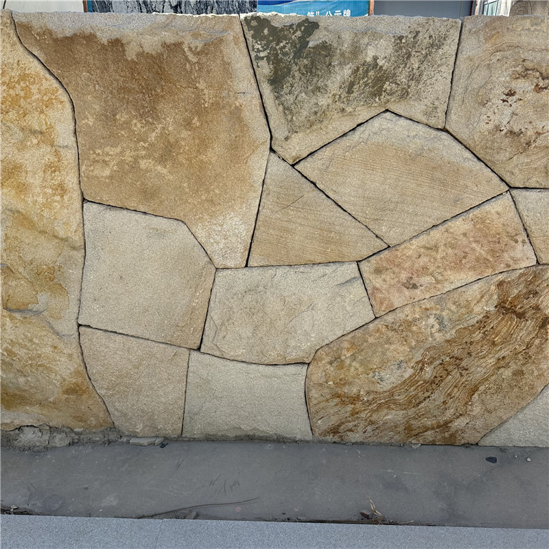 苏派中式 柏坡凰自然面景观石 柏坡黄地铺石 石皮墙文化石装饰