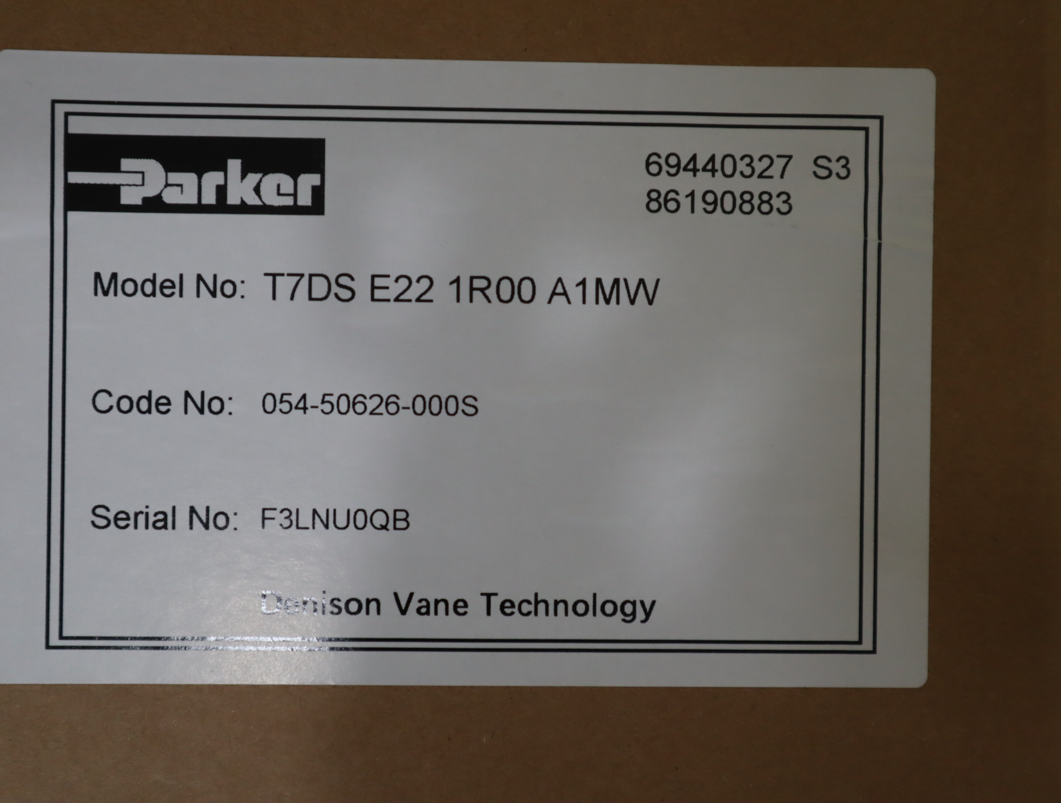 054-50626-000S T7DS E22 1R00 A1MW 派克PARKER叶片泵DENISON
