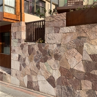 乡村建设 红色碎拼石 粉红色外墙蘑菇石 高粱红乱形石片石