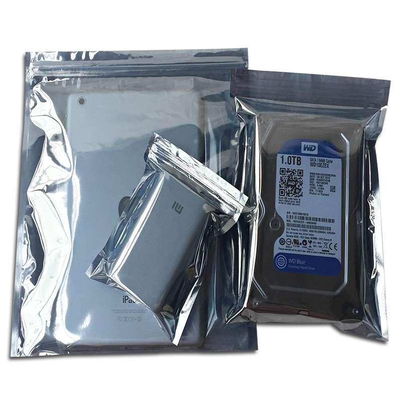 电子产品屏蔽袋pe加厚银灰袋子自封袋防静电屏蔽显卡硬盘印刷包装
