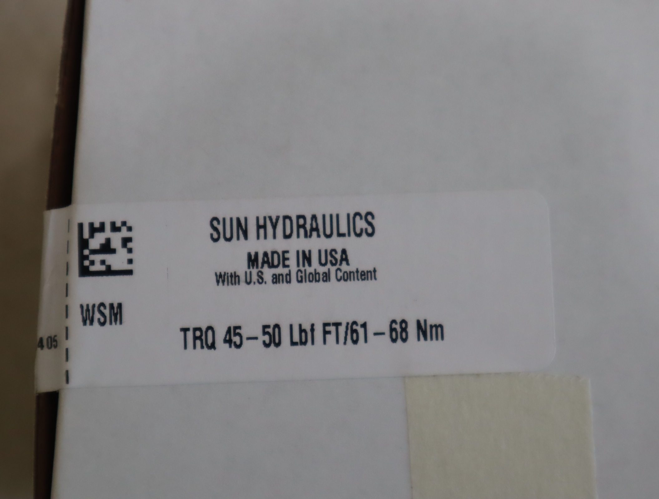 WSM TRQ 45-50 LBF FT/61-68NM 美国SUN太阳液压阀