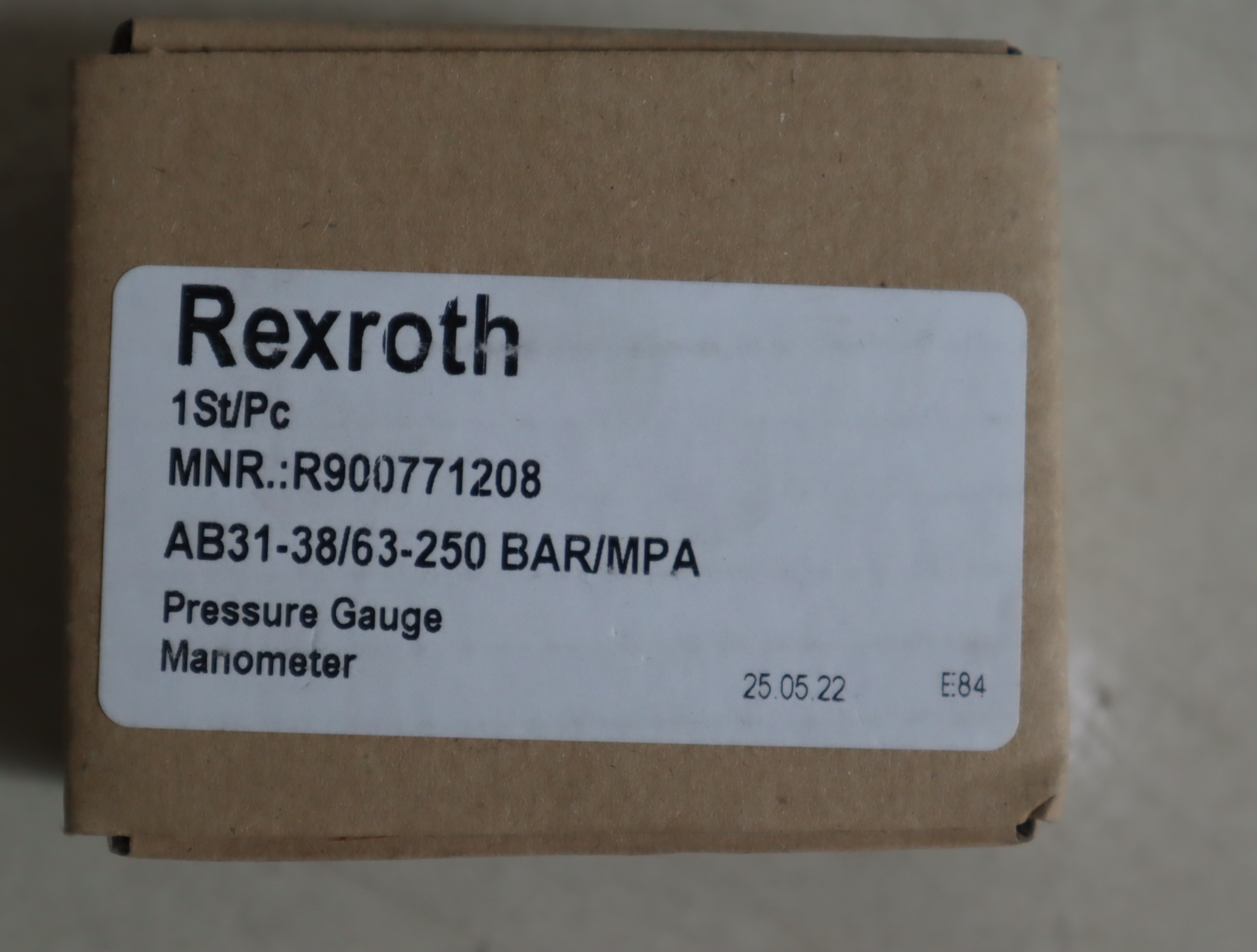 R900771208 AB31-38/63-250 BAR/MPA 德国力士乐REXROTH压力表