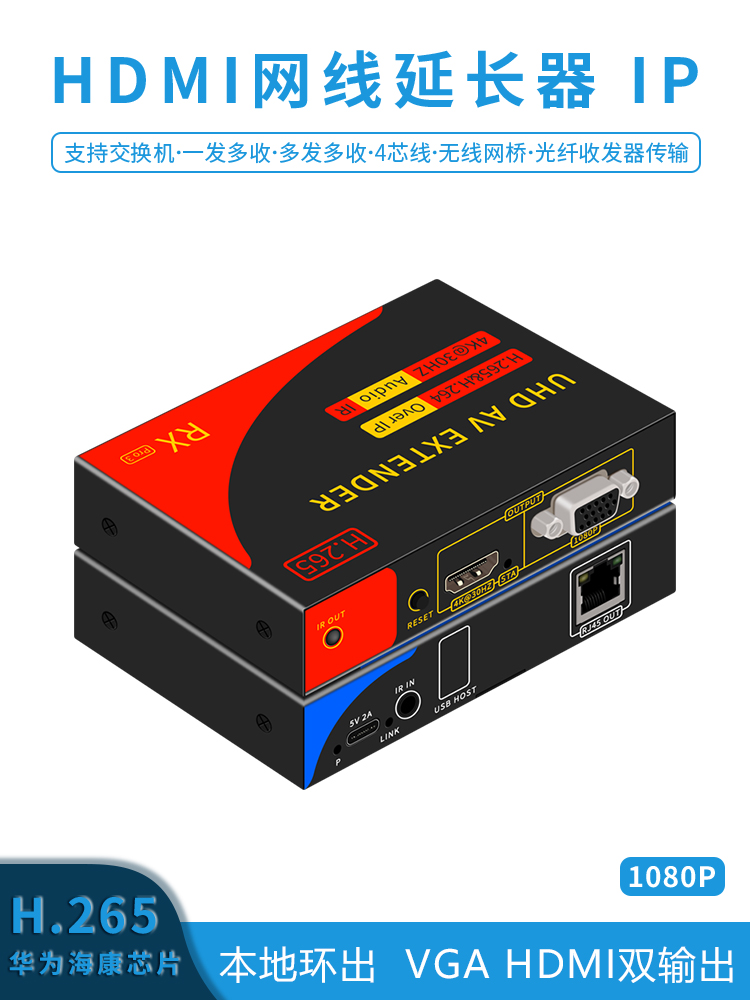 HDMI网线延长器1080P高清传输器支持一发多收200米网络投屏器