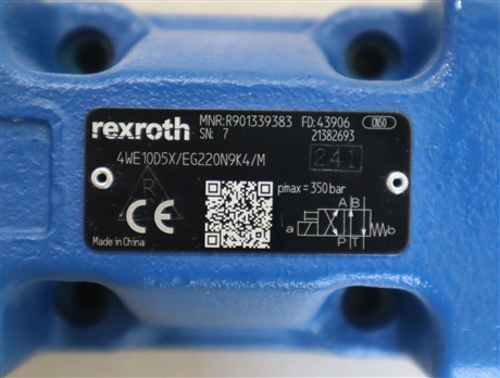 R901339383 4WE10D52/EG220N9K4/M 德国力士乐REXROTH电磁阀