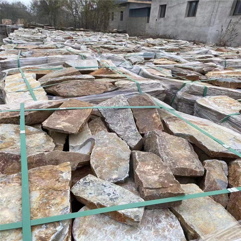 隧道支护 天然黄锈色垒墙石 土黄色砌墙石 毛石景墙块石