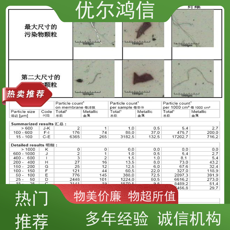 绵阳 表面 清洁度检测 报告
