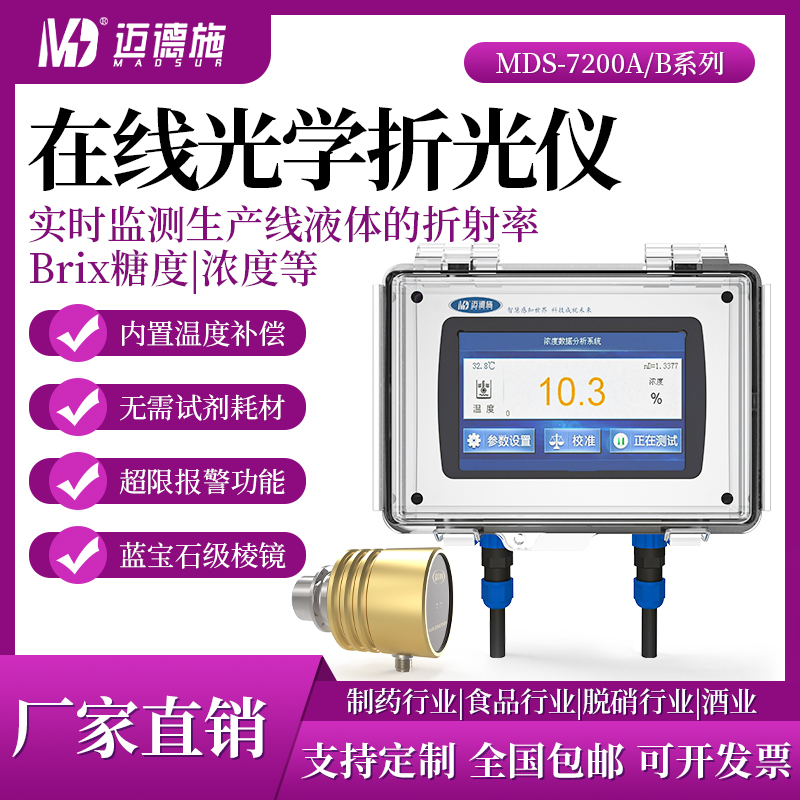 高精度在线光学折光仪 液体浓度计溶液浓度分析仪 实时浓度监测