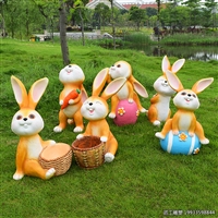玻璃钢卡通动物兔子造型群体雕塑