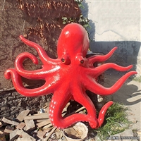玻璃钢仿真鱿鱼动物摆件落地雕塑