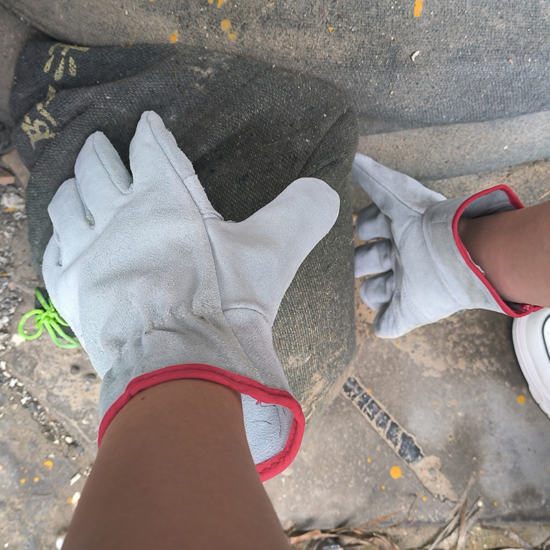 DLD414牛粒面皮革手套 户外园艺施工手套 质感好 厂家推荐