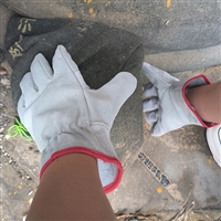 DLD414牛粒面皮革手套 户外园艺施工手套 质感好 厂家推荐