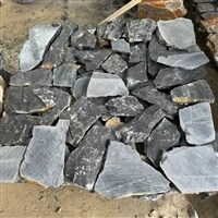 户外装饰 黑色碎拼石石材 黑石英蘑菇石文化石 不规则毛石片岩