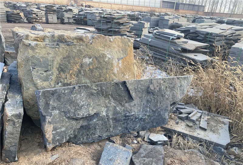 室外墙面 山西黑石皮背景墙 景观石墙文化石 黑色碎拼石