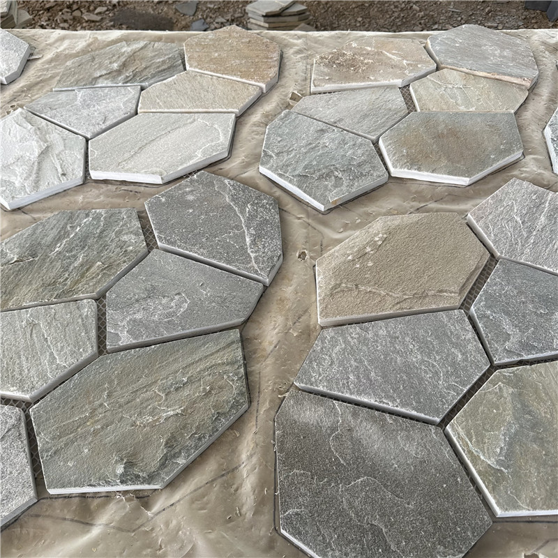 造型墙 灰色板岩冰裂纹厂家 云灰文化石装饰 不规则碎拼石