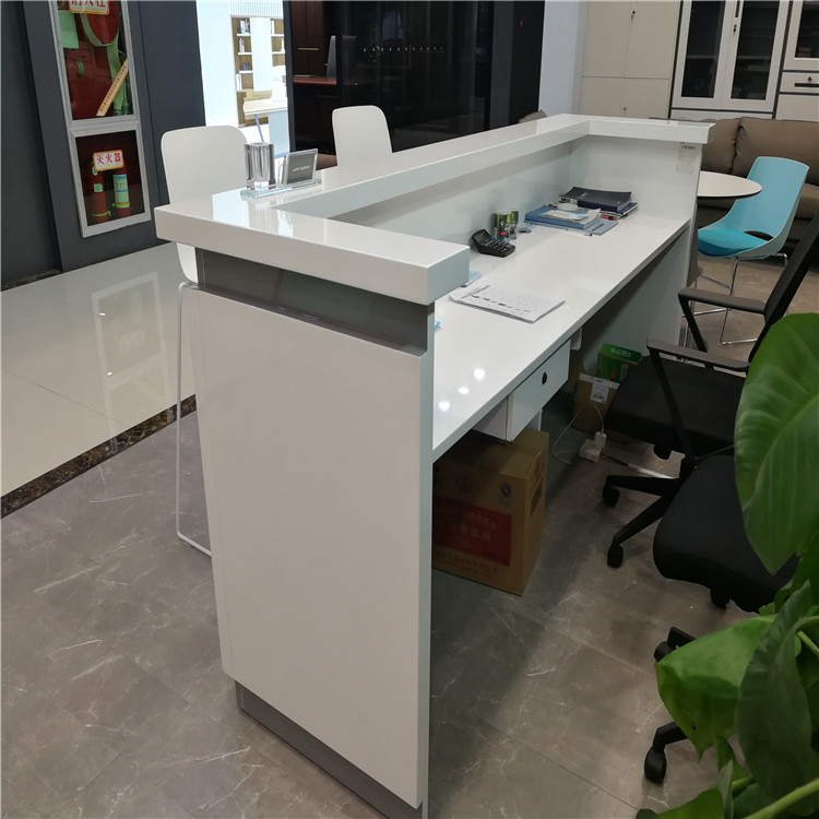 公司简约烤漆前台 时尚异形接待台咨询吧台宾馆创意迎宾收银桌