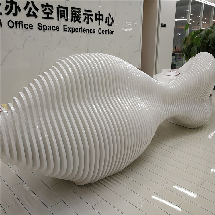 大型创意异形玻璃钢烤漆前台 公司大堂接待台吧台收银台