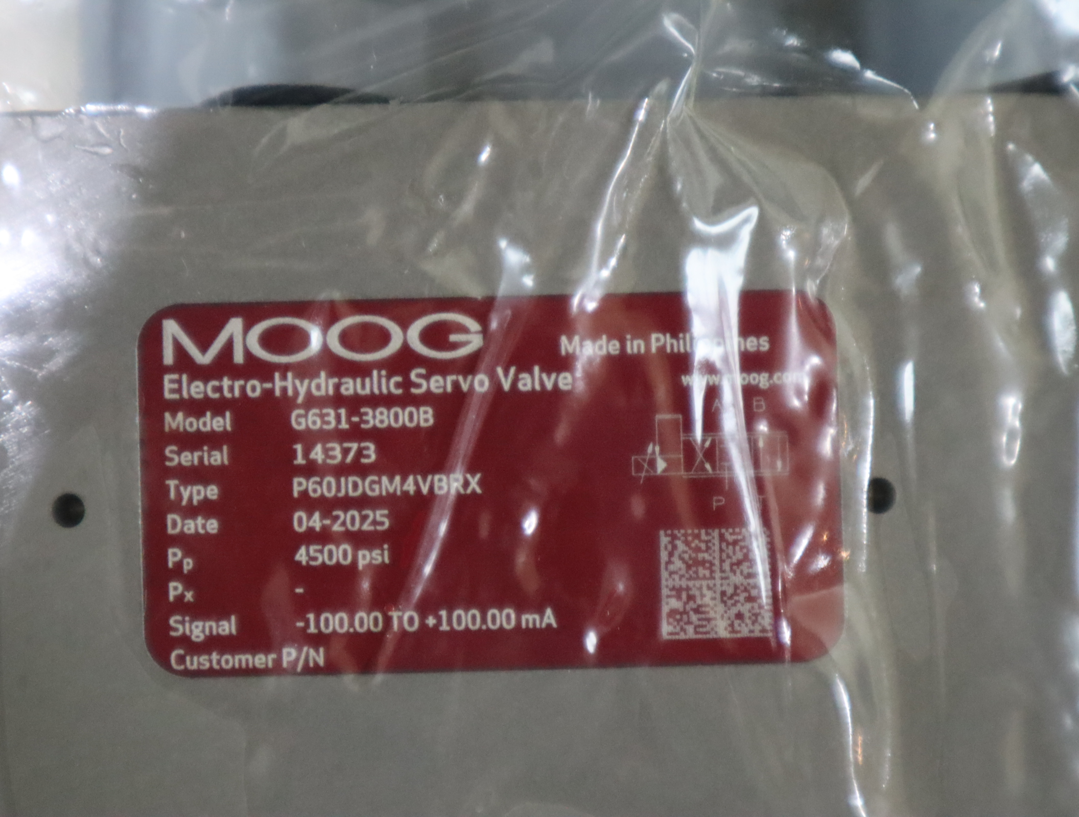 美国MOOG穆格伺服阀 菲律宾生产 G631-3800B P60JDGM4VBRX 