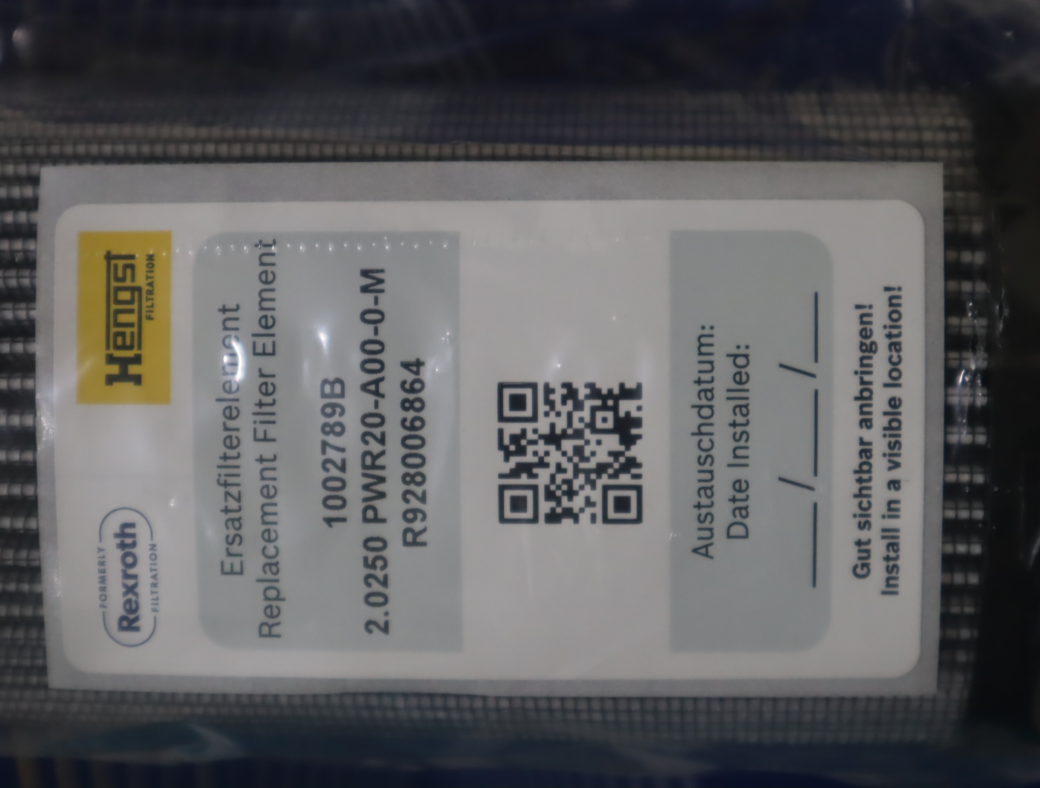 2.0250 PWR20-A00-0-M R928006864 1002789B 汉格斯特HENGST滤芯