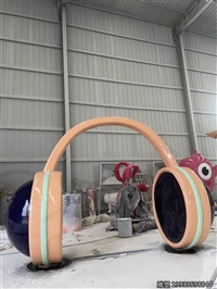 玻璃钢户外公园耳机造型摆件雕塑