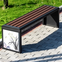 乌海户外公园塑木条长椅,园林石凳子防腐木板凳,园林石凳子防腐木板凳